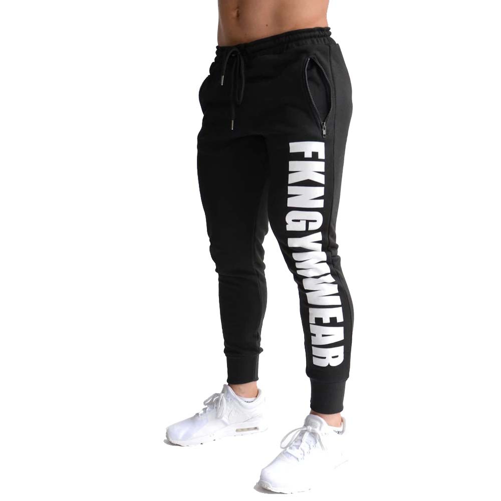 Men's sports demi-season fitted casual trousers for gym for leisure