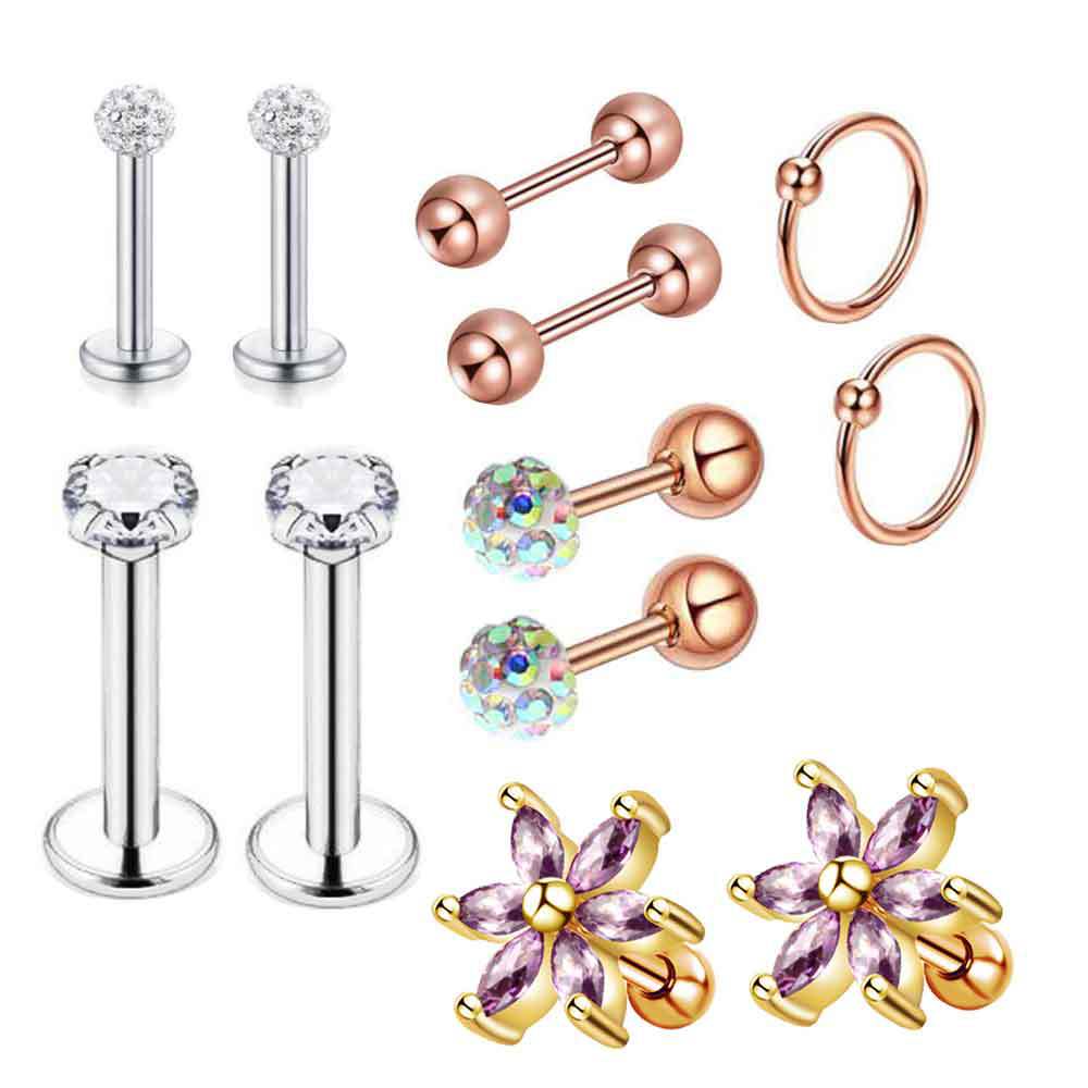 16G labret stud size and finish detail