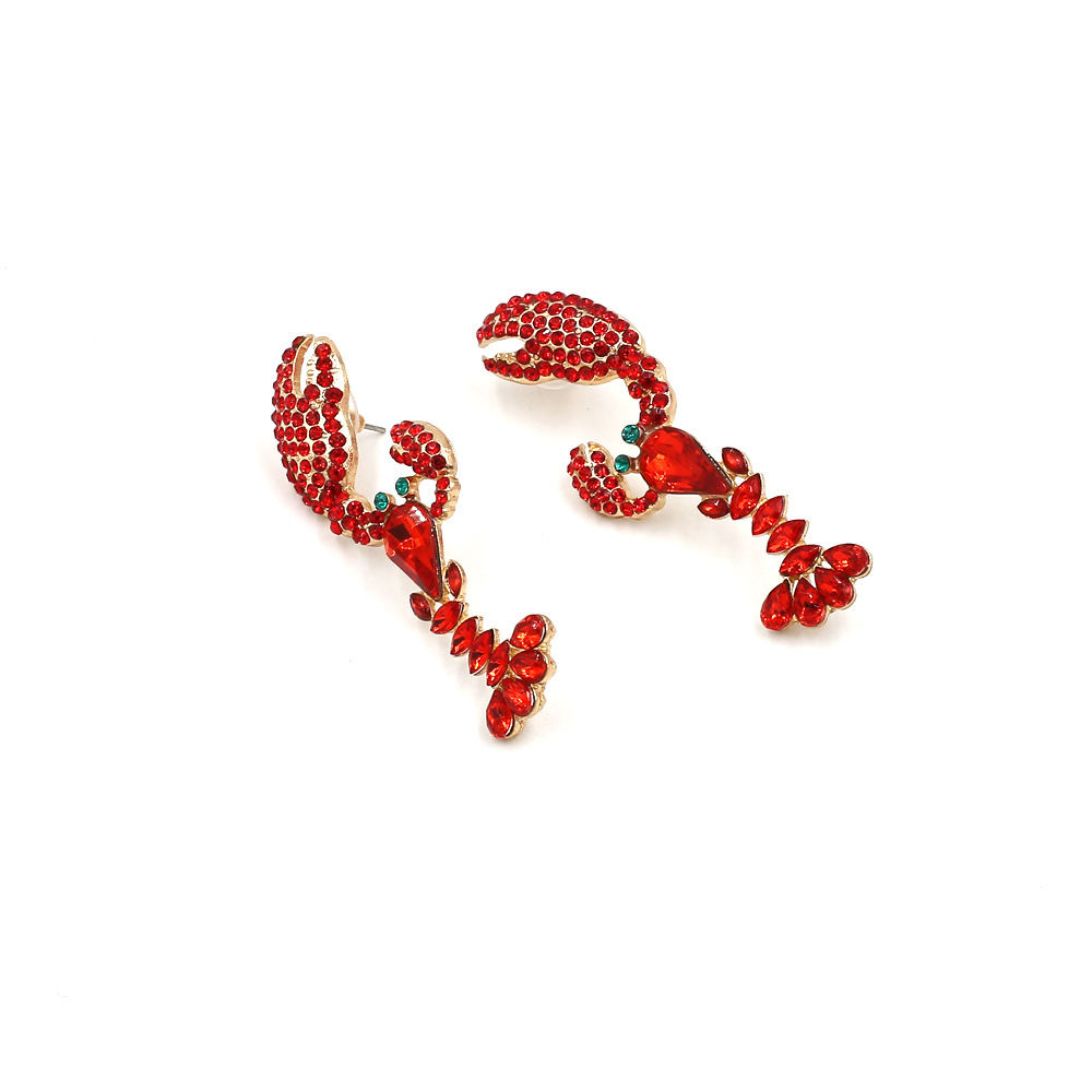 1 Pair Quantity 1 Pair Casual Cute Lobster Zinc Alloy Rhinestones Drop Earrings