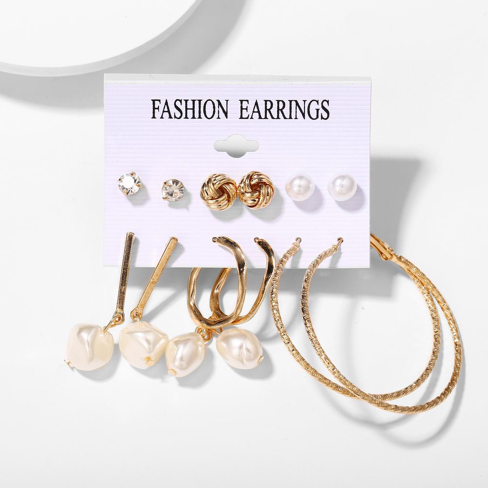 Acrylic Artificial Pearl Circle Tassel Earrings Set 6 Piece Set Hot Selling Earrings Wholesale Nihaojewelry display picture 19