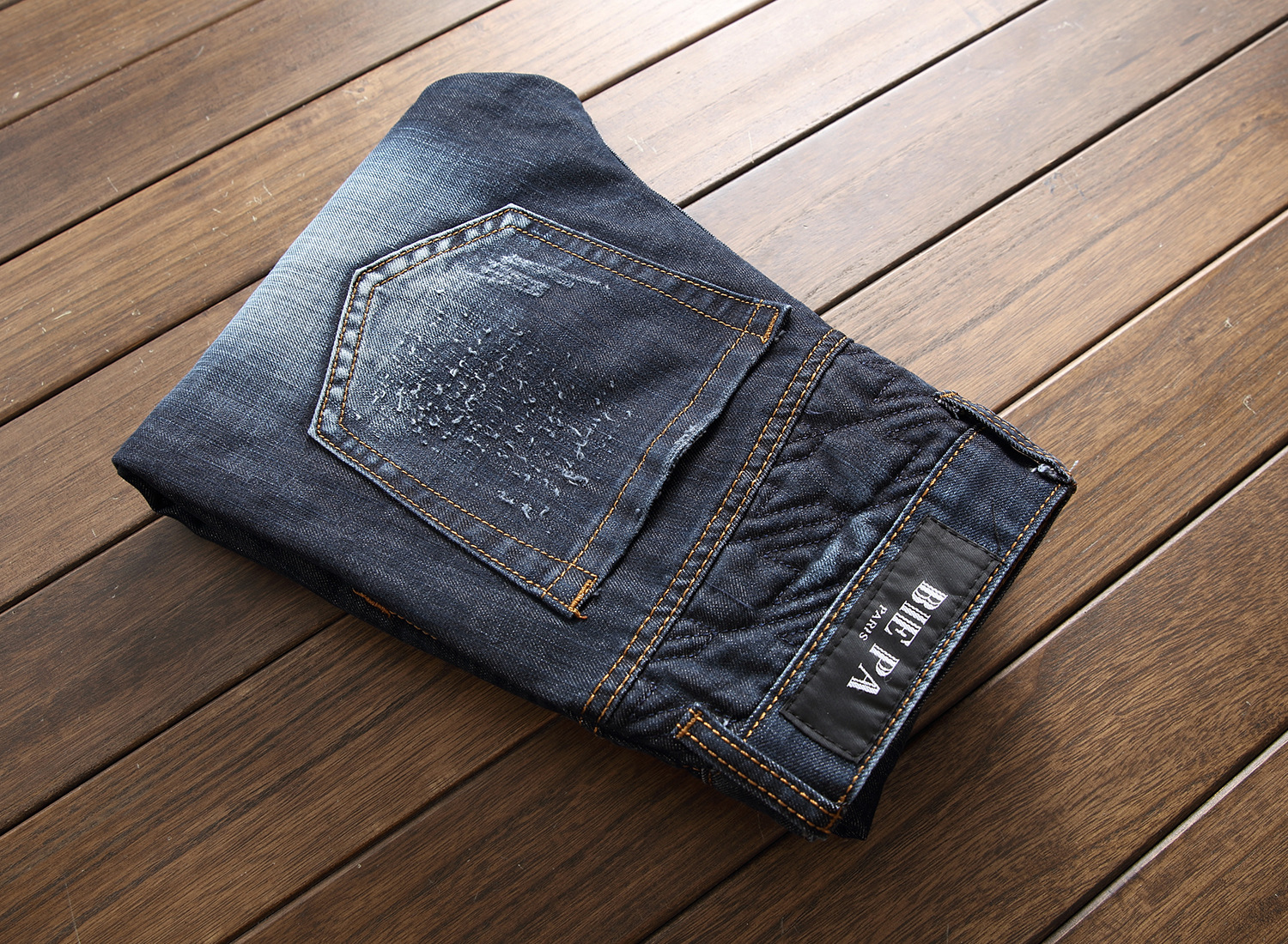 Jeans da uomo stile elastico con cuciture a compressione Zou piccoli jeans a gamba dritta_voghion.com