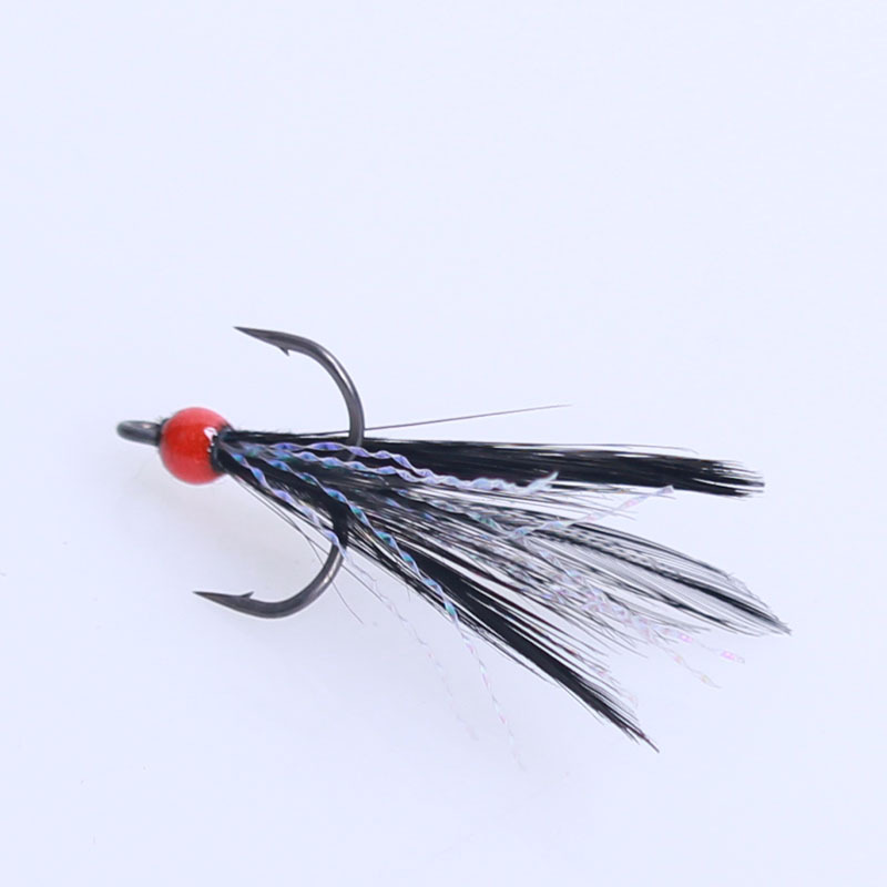 特氟龙BKK黑金刚6062-1X-CD路亚三本钩带羽毛带亮丝三本钩