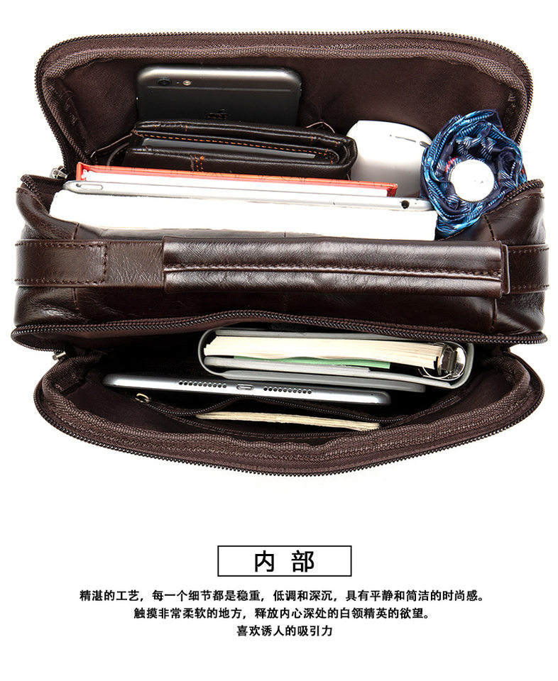 Túi đeo chéo nam da bò thật , túi đeo vai tiện dụng đựng iPad 10 inch — Cà phê, Cà phê đậm, Màu đen chi tiết 23