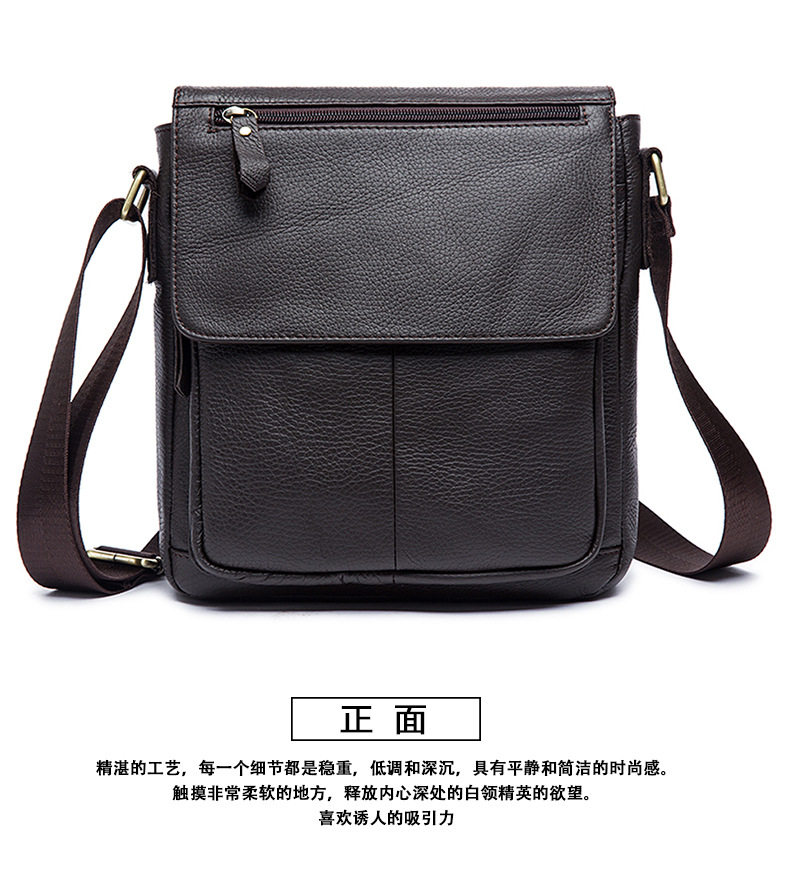 Túi đeo chéo nam da bò thật 24×8×27 cm nắp gập — Xanh quân đội, nâu, Màu đen, Cà phê chi tiết 42