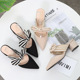 6007-10 Summer New Women's Corduroy Butterfly-knot Sandals, Tipped Women's High-heeled Single Shoes Wholesale