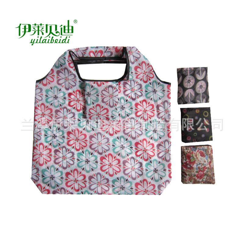 批发涤纶印花内带小口袋折叠袋 礼品促销购物袋厂家定做印logo