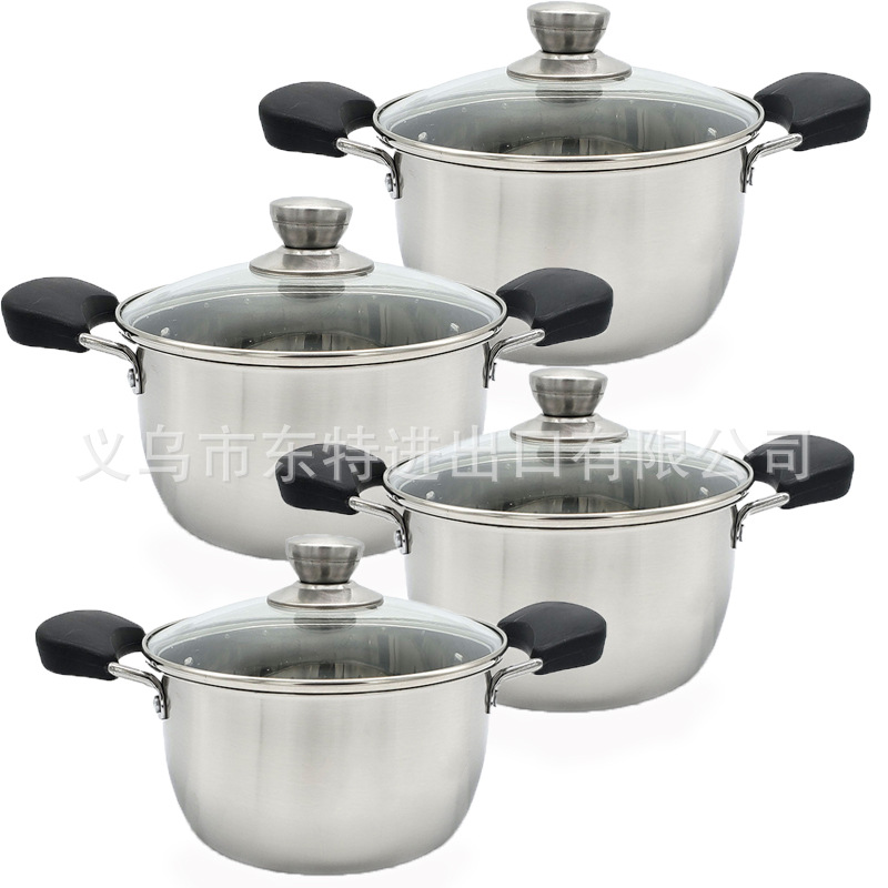 Factory direct sales of 4-piece sets of stainless steel soup POTS, 18-24cm sets, for export. Household multi-purpose soup POTS and gift POTS detail image 9