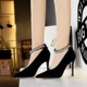 6839-1 European and American fashionable sexy nightclub show thin hollow V-shaped mouth metal water drill with high-heeled single shoes