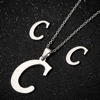 Pendant stainless steel with letters, necklace, chain, set, earrings, accessory, European style, wholesale