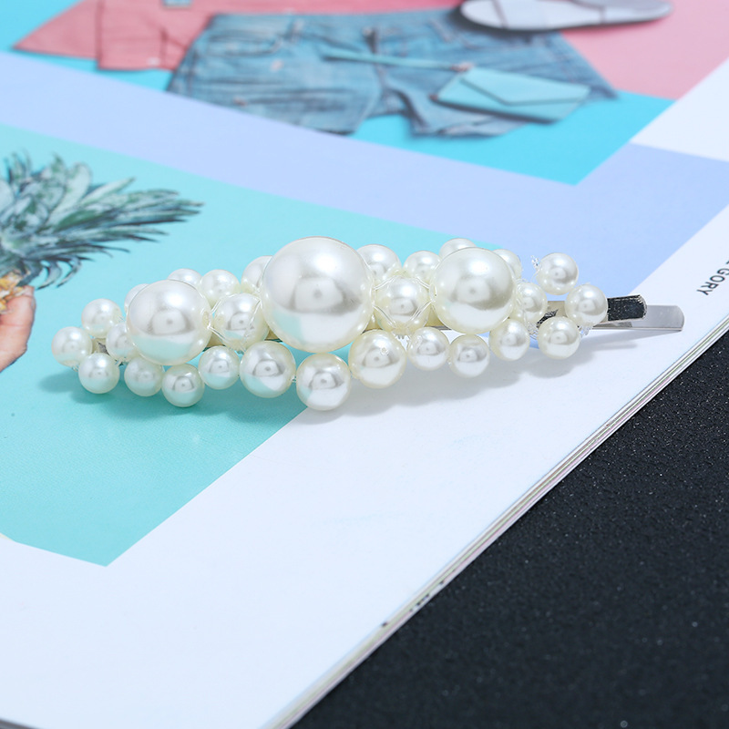 Blast Pearl Fish Line Water Drop Hairpin Korean Beaded Side Clip Wholesale Nihaojewelry display picture 8