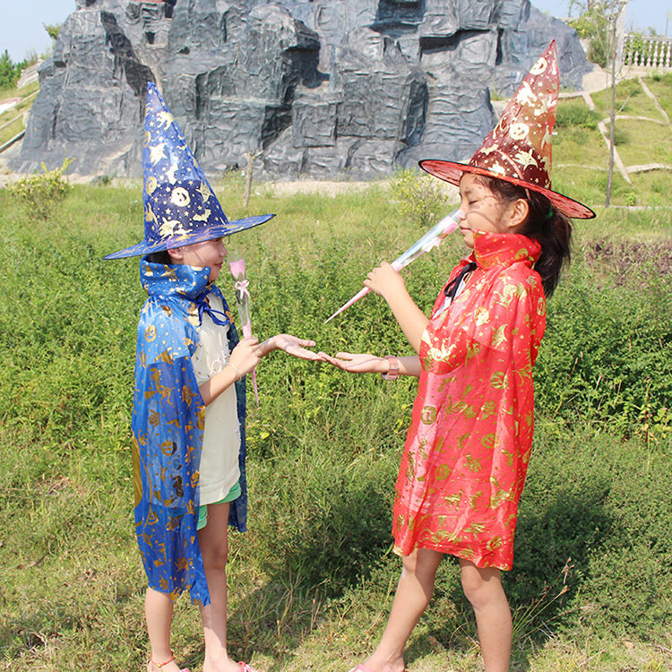万圣节披风儿童服装cosplay烫金巫婆斗篷死神巫师烫金款派对魔法