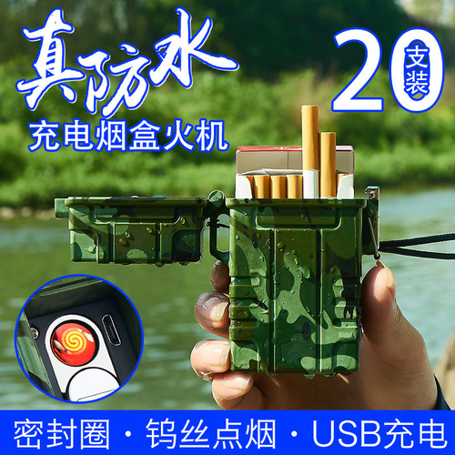 新款F12户外防水迷彩充电USB双电弧电子点烟器打火机厂家直批