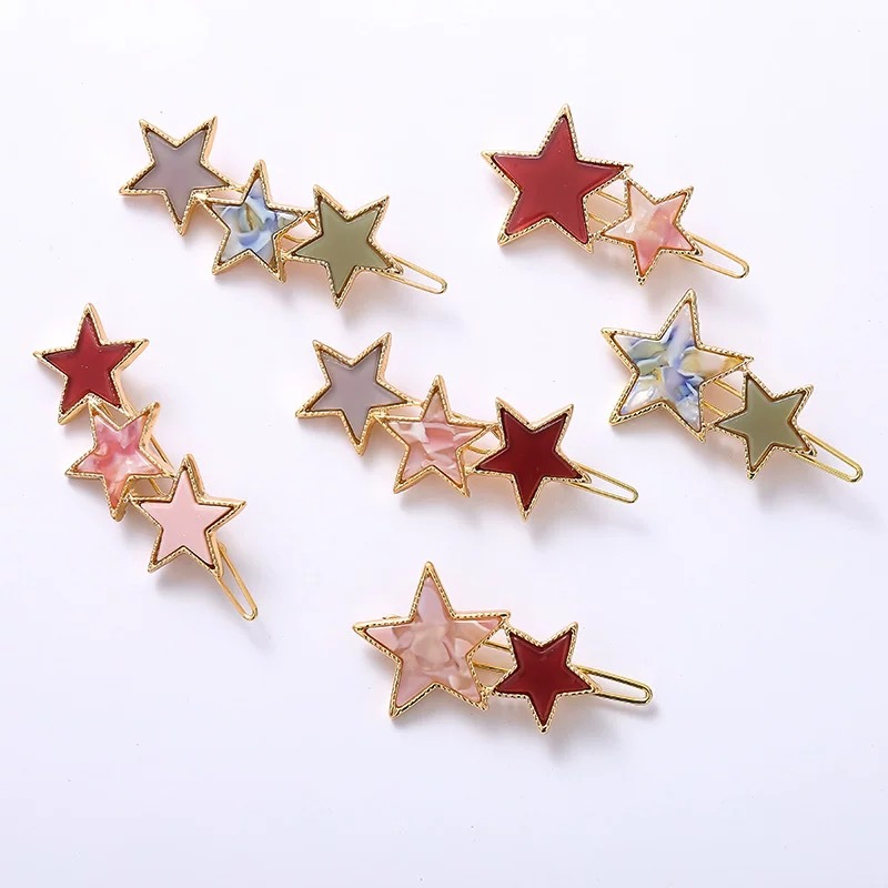 The Korean version of the simple pentagram clip hair clip a word…