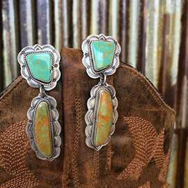 欧美时尚个性耳饰绿松石耳环长款流苏耳坠女人造水晶饰品速卖通