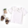 Children's autumn white long-sleeve, top, overall, doll, summer cotton T-shirt, long sleeve, doll collar, 0-3 years