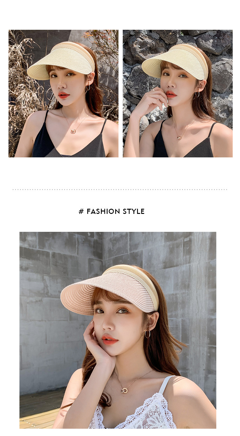 Fashion Empty Top Sunscreen Anti-ultraviolet Straw Hat display picture 3