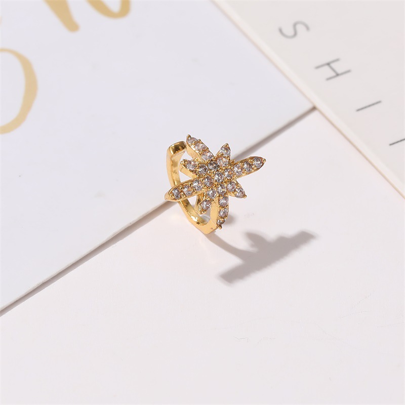 Fashion Ear Clip Flash Diamonds Eight Stars Earrings Star Earrings Wholesale display picture 3