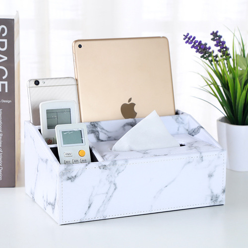 Creative Home Goods Multi-functional Tissue Box with Desktop Remote Control Organizer Leather Tissue Box LOGO Wholesale