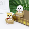 Baking cake decoration decoration new beautiful box shakes his head solid dog gold hair teddy cake ornament accessories