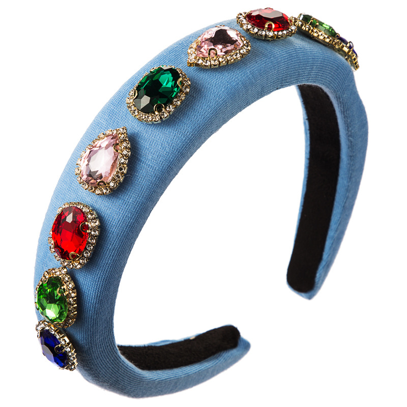 Fashion Sponge Hair Hoop Female Diamond Multicolor Color Catwalk Fabric Hair Accessories display picture 15