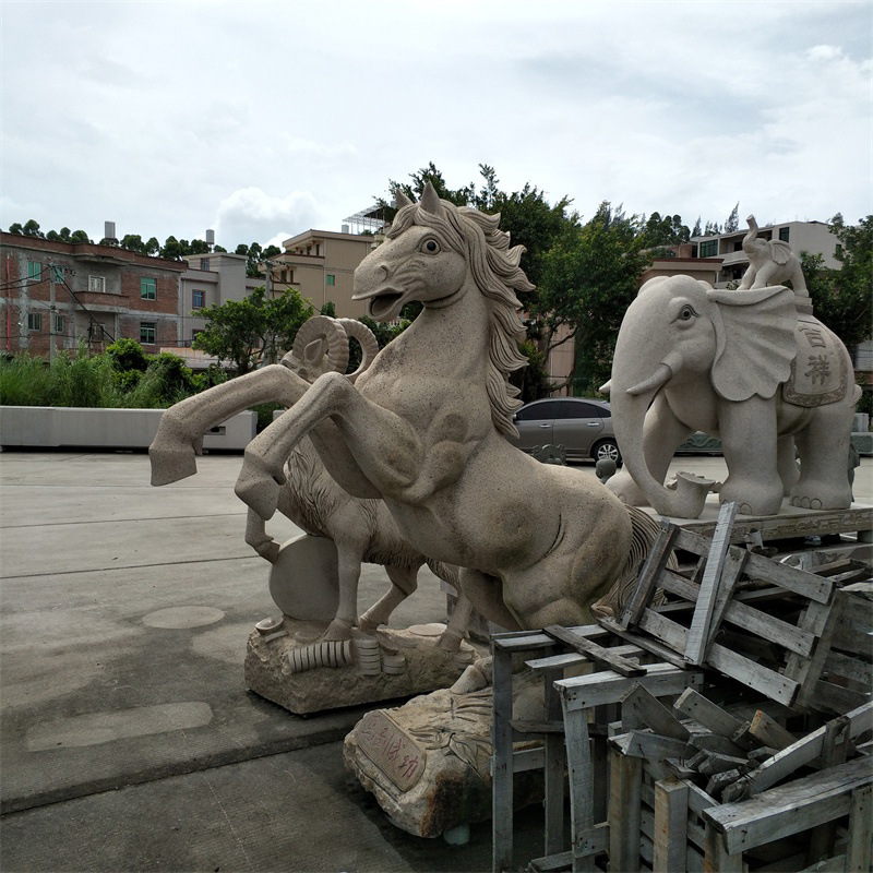 业务:13679700428 厂家批发石雕大象吉祥如意大理石母子象汉白玉大象雕塑