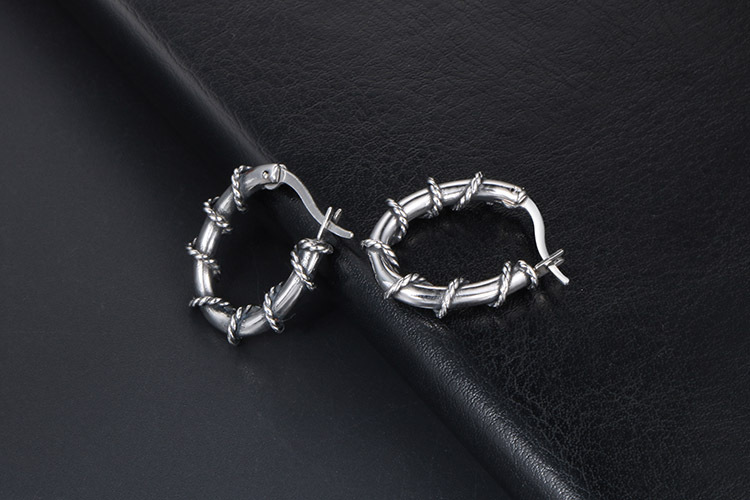 1 Piece 1 Pair Simple Style Geometric Polishing Titanium Steel Hoop Earrings display picture 8