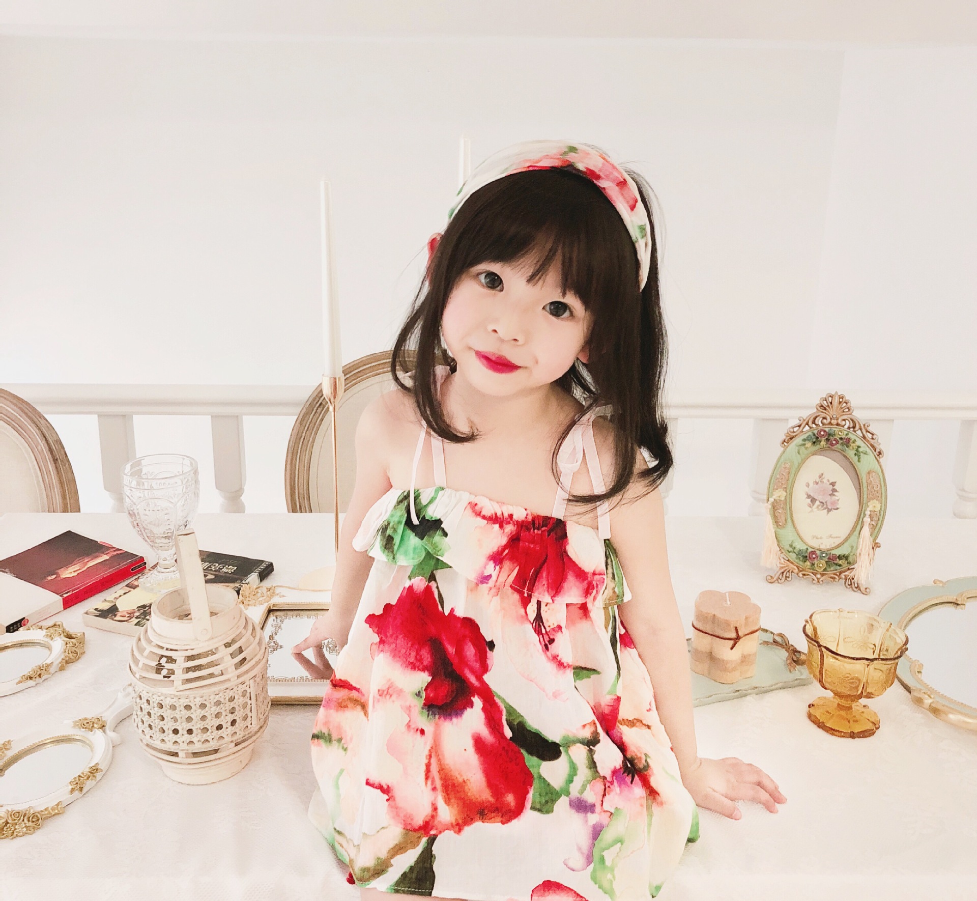 2019 new pattern girl leisure time Maxi dress camisole Dress Hair band shorts jacket Three-piece Suite INS Foreign trade