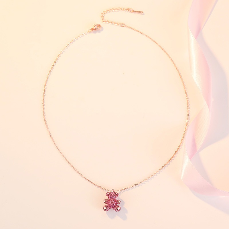 Fashion Bear Alloy Plating Inlay Artificial Diamond Womenu0027S Pendant Necklace 1 Piece