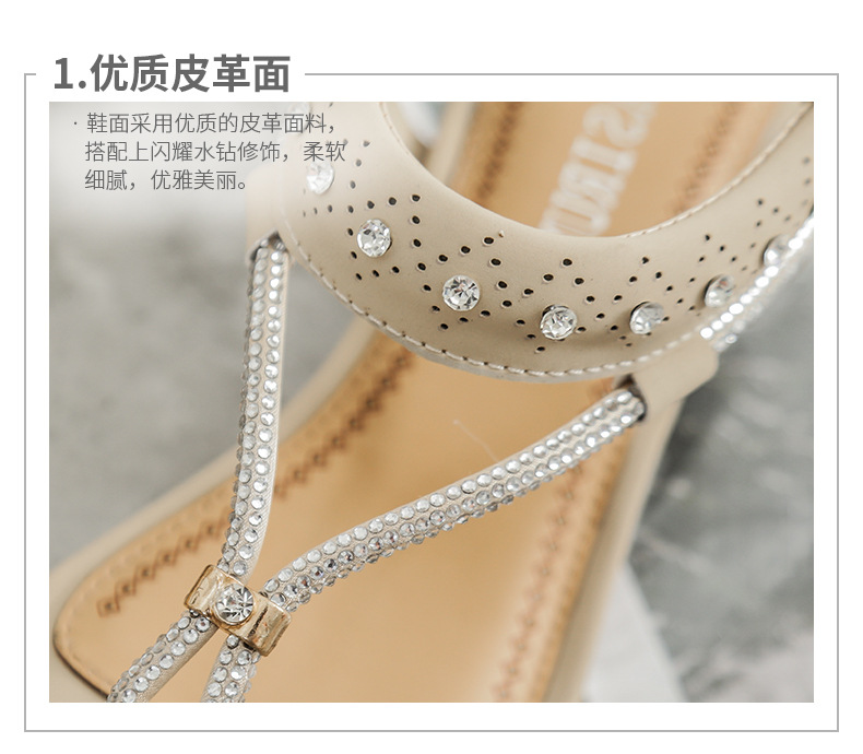 The new Bohemian sandals from Yirun are casual water diamond women's shoes with wedge heels and toe clamping for fashionable women undefined