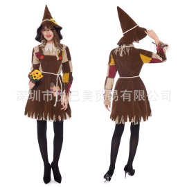 绿野仙踪稻草人话剧舞台演出服万圣节服装成人欧美游戏服 女巫服