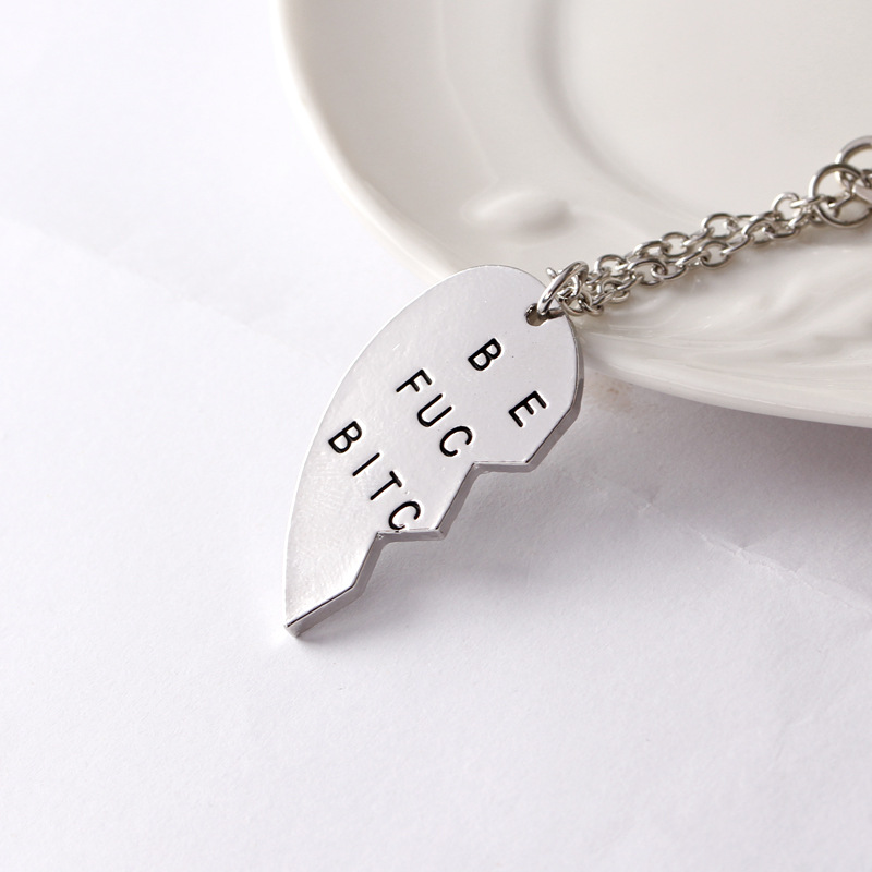 Love Drop Oil Alphabet Necklace Clavicle Chain Love Splicing Good Friend Necklace Wholesale Nihaojewelry display picture 6