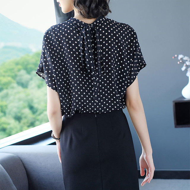 Bow Point Chiffon Blouse Slim Bottom Blouse Fashion Butterfly Knot 