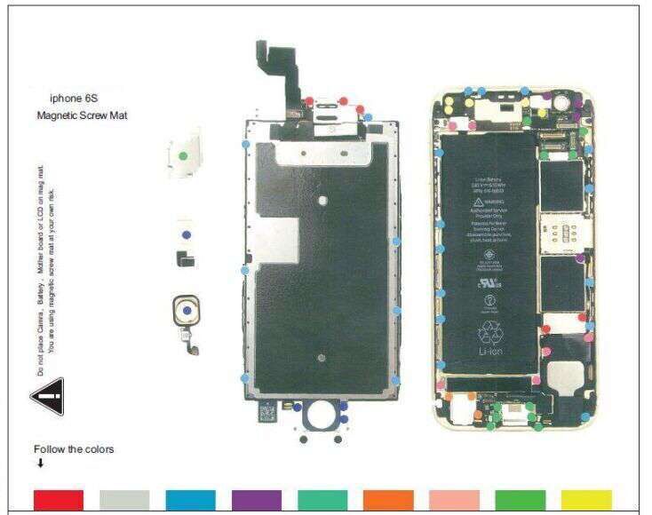 苹果iphone6s螺丝记忆板垫磁性工作垫螺丝分布板带磁性螺丝防丢失