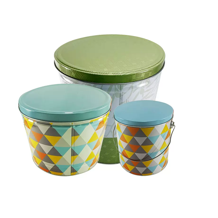 马口铁圆罐3.5加仑爆米花铁桶金属爆米花桶存储罐定制彩印铁盒