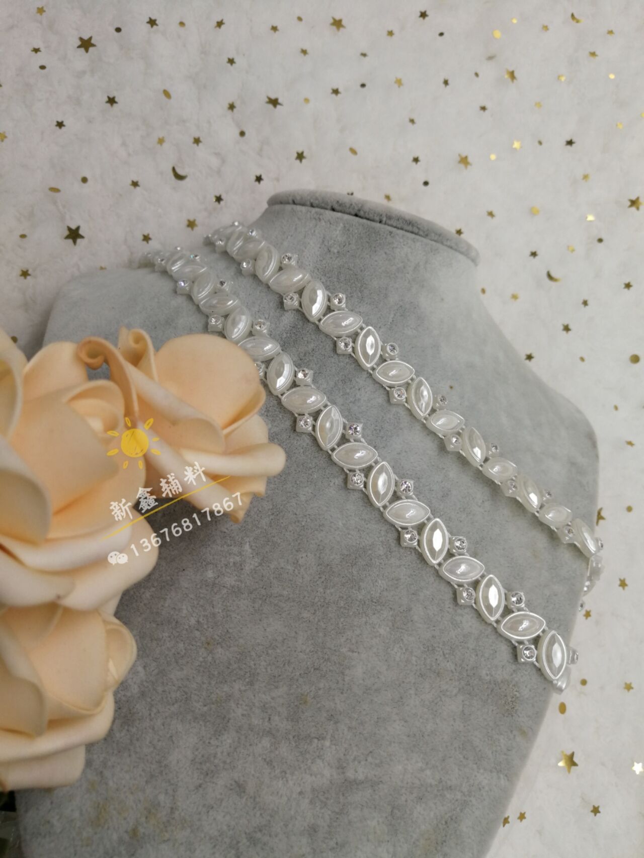 厂家直销珍珠花型线钻服装辅料diy饰品配件鞋子箱包钻饰批发时尚