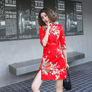 Improved cheongsam qipao girl young style daily retro Republic of China women's embroidery elegant cheongsam dress 