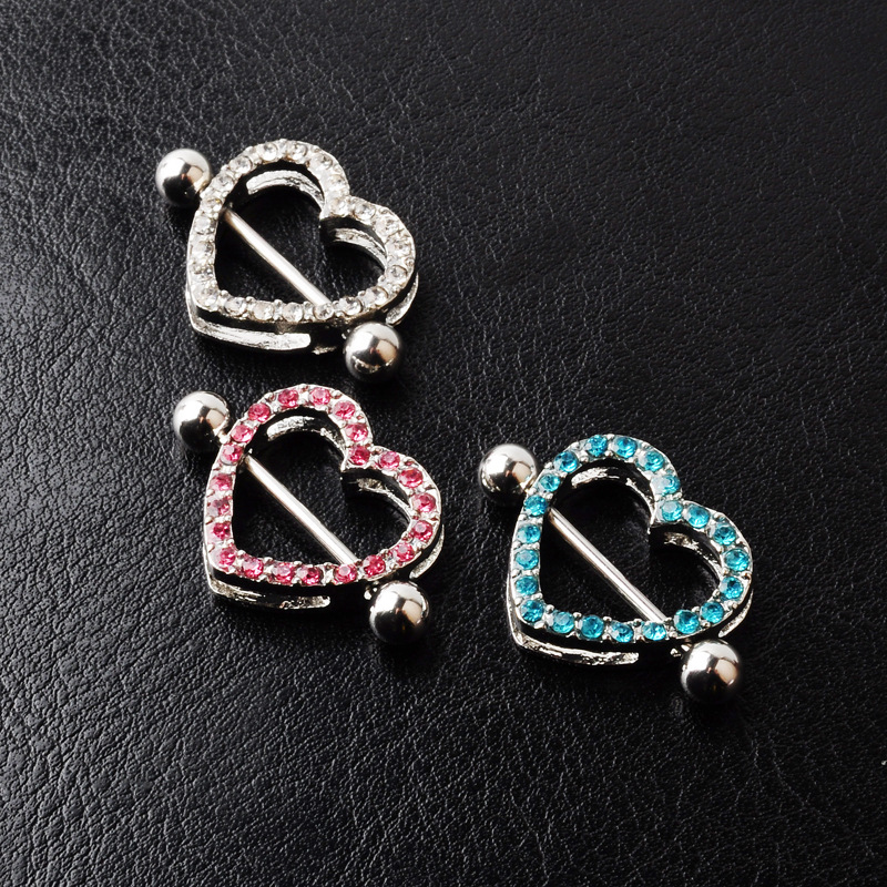 Sexy Heart Stainless Steel Inlay Rhinestones Nipple Ring display picture 3