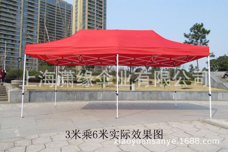 3X3米半自动的加强加固架折叠帐篷 蓝色 红色顶