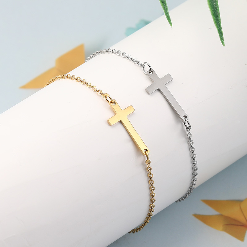 Fashion Cross Stainless Steel Plating Bracelets Necklace 1 Piece display picture 3