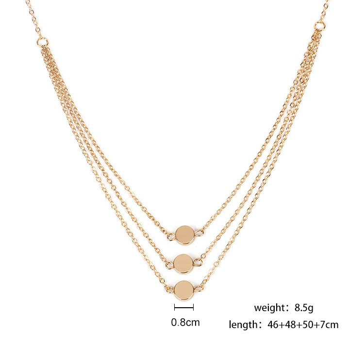 10g Weight Necklace Classification Women'S Gender Gold Color Cross-border New Accessories European And American Foreign Trade Ins Online Influencer Necklace Female Personality Multi-layer Metal Sequins Pendant Clavicle Chain 无