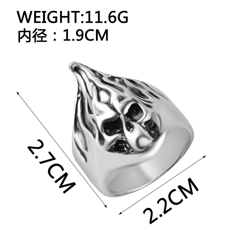 Hot Sale Accessories Ring Jewelry Personality Retro Exaggerated Flame Skull Ring display picture 1