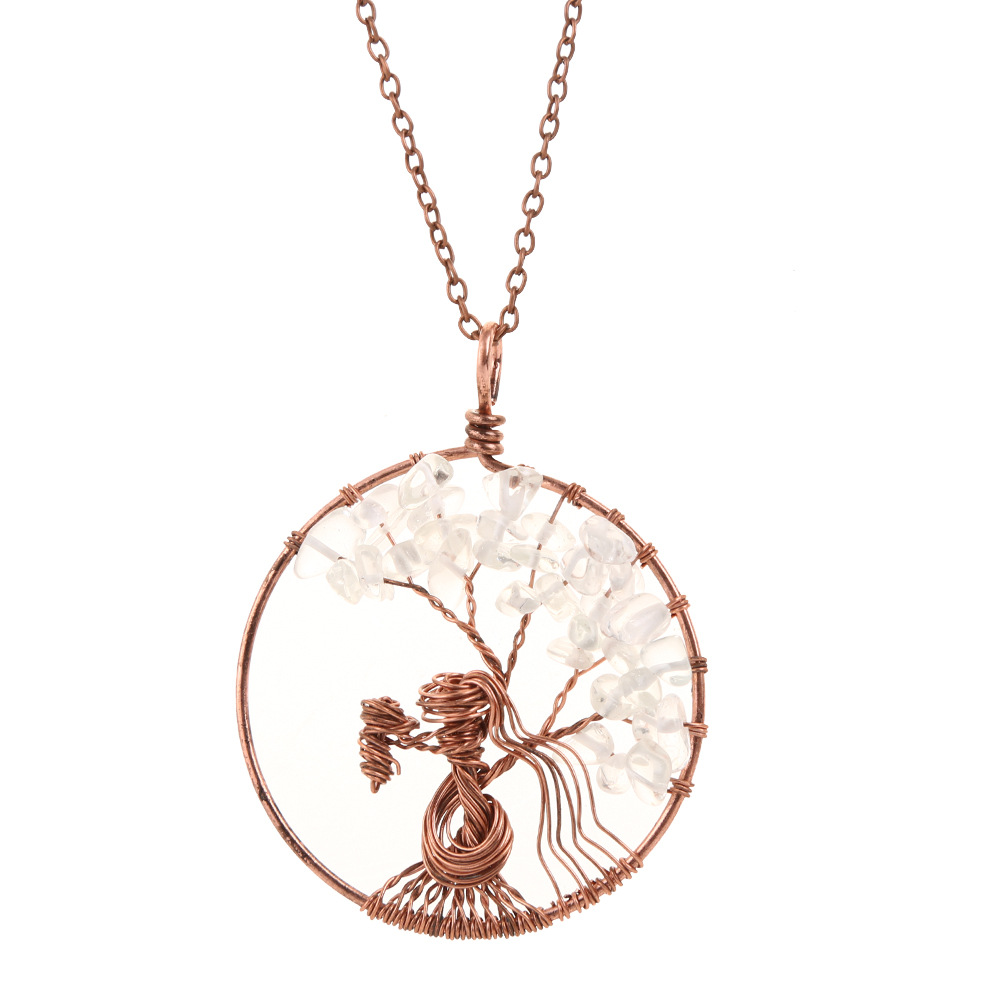 Fashion Tree Alloy Plating Natural Stone Pendant Necklace 1 Piece