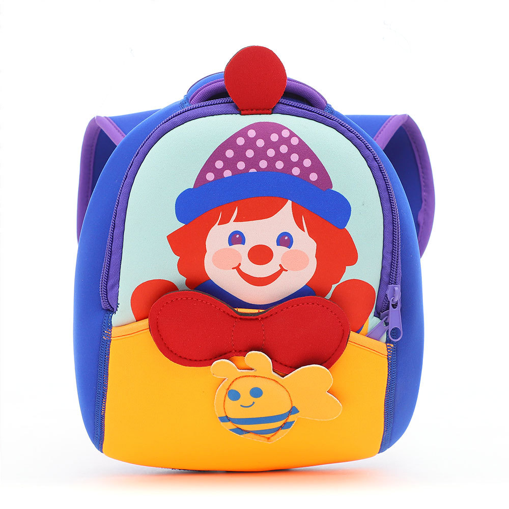 Jinbao anti-lost cute clown stereo pattern diving cloth waterproof kindergarten bag children's backpack