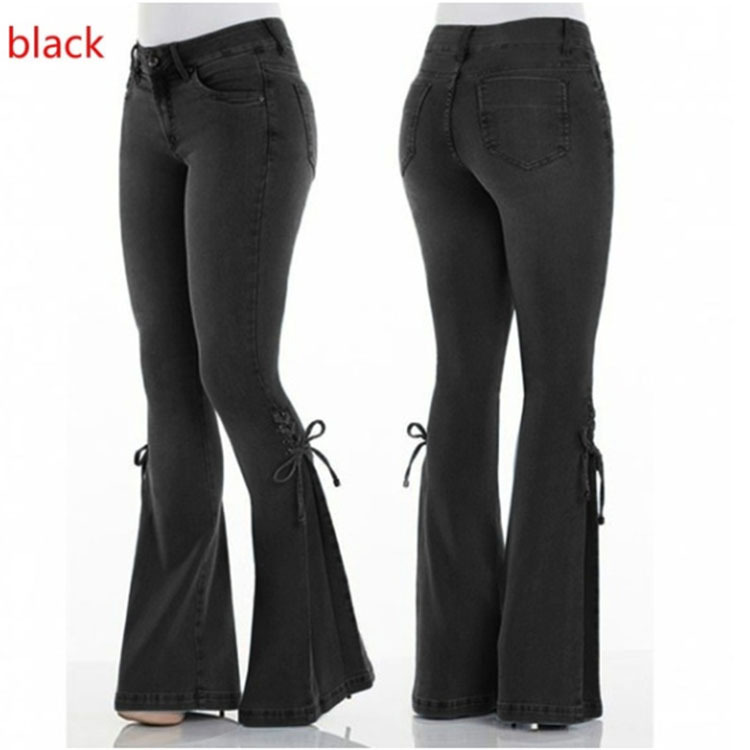 Women's Daily Streetwear Solid Color Full Length Washed Flared Pants Jeans display picture 4