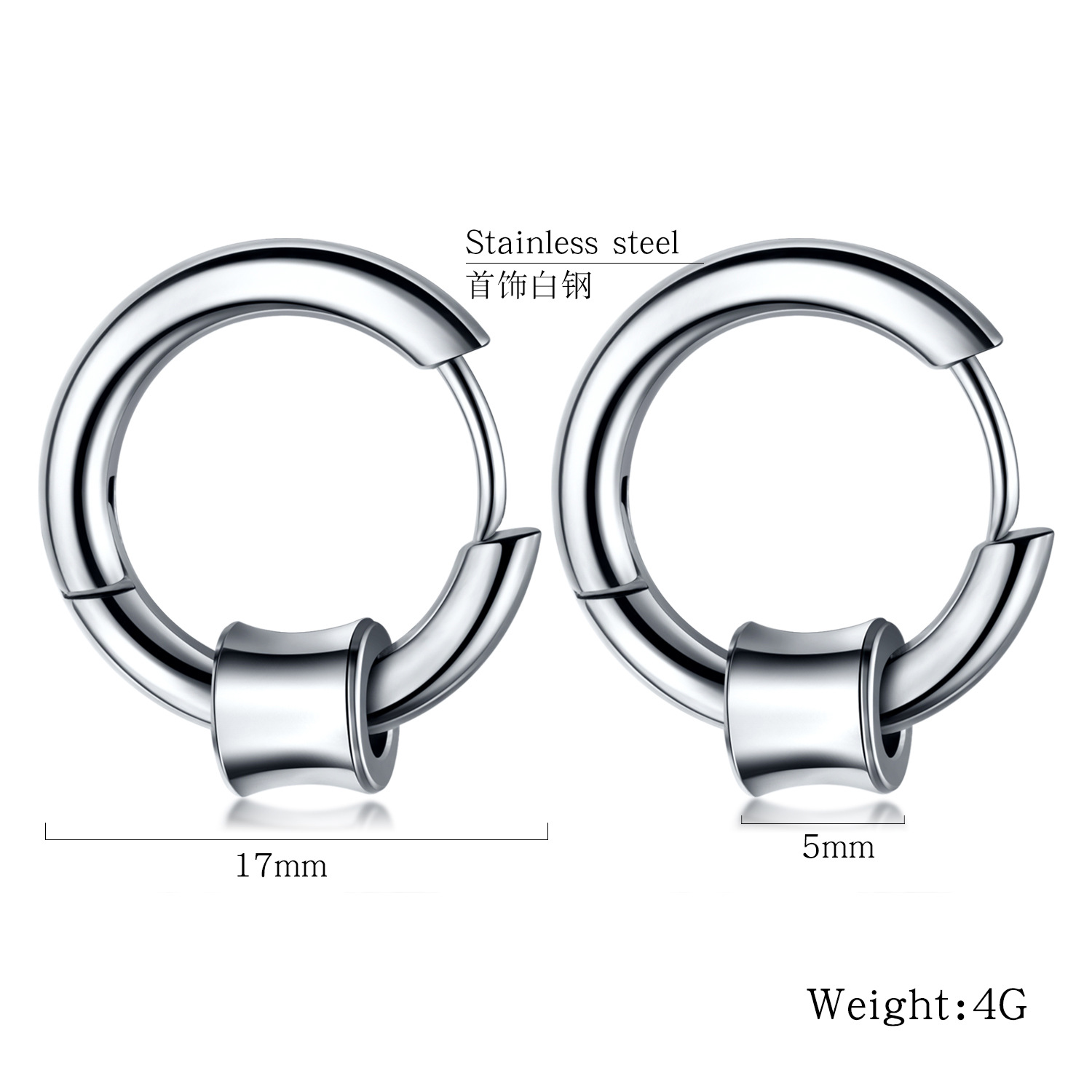 Personality Hip Hop Hipster Jewelry Round Wire Earrings Stainless Steel Men&#39;s Circle Earrings display picture 1