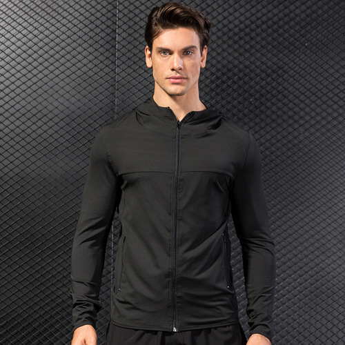 Men's Autumn/Winter Sports Jacket, Fitness Running Training Zipper Casual Hooded Windproof Quick-Dry Jacket 9003