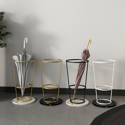 Hotel Lobby Iron and Marble Umbrella Stand Nordic Home Use Shopping Mall Umbrella Stand Instagram Influencer Iron Umbrella Bucket