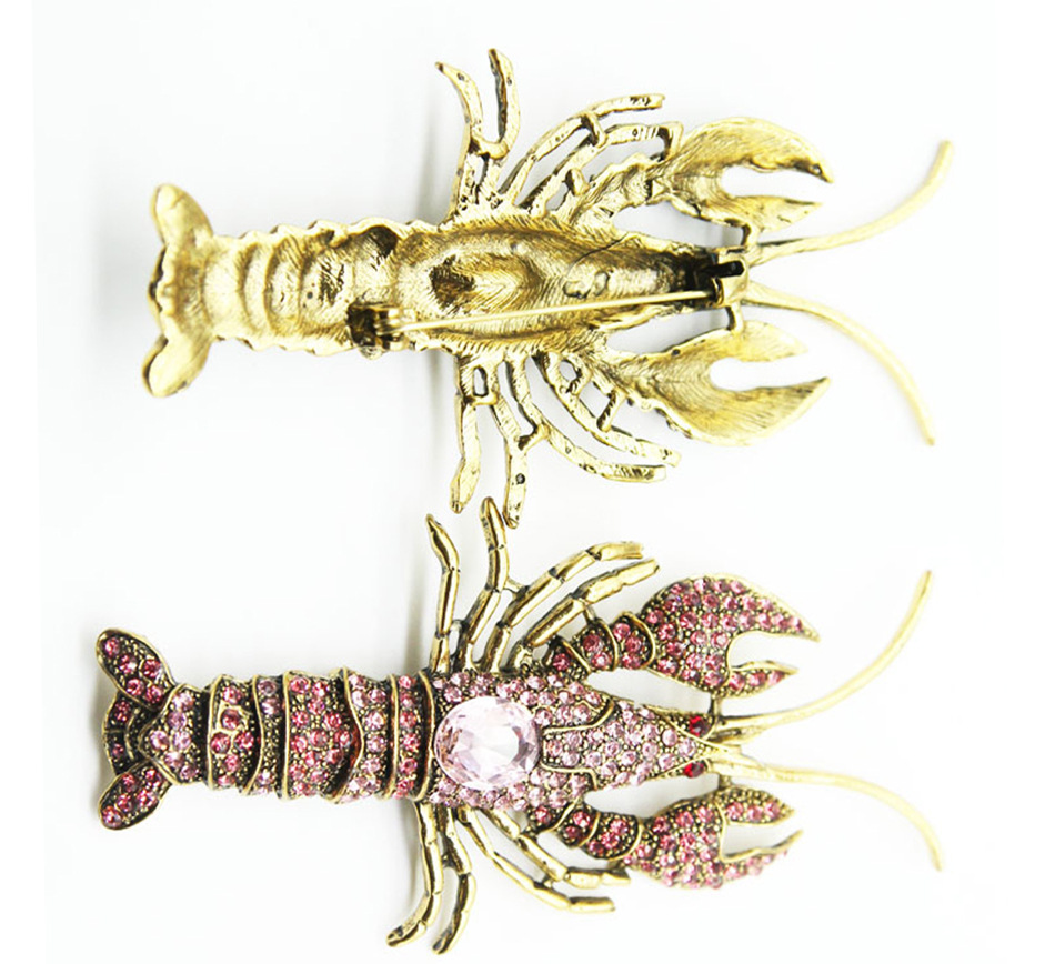 Nouveauté Homard Alliage Placage Incruster Pierres Précieuses Artificielles Unisexe Broches display picture 3