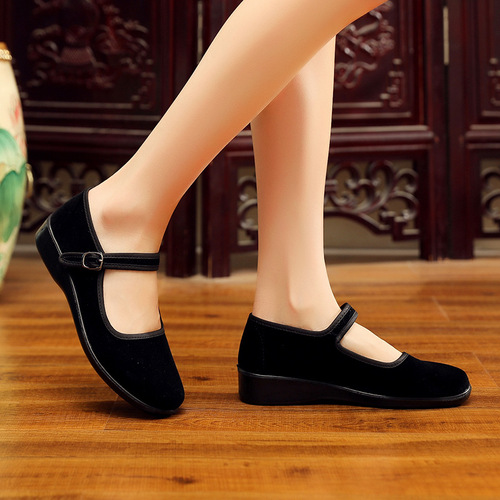 Old Beijing Style Women's Fabric Shoes Spring Soft Sole Non-Slip Hotel Work Shoes Dance Shoes Polyurethane Flat Shoes Plus Size