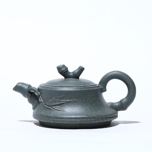 Yixing Teapot Gift Customization Original Mineral Azure Clay Bamboo Section Zisha Teapot Set Tea Set Wholesale One-Time Shipping